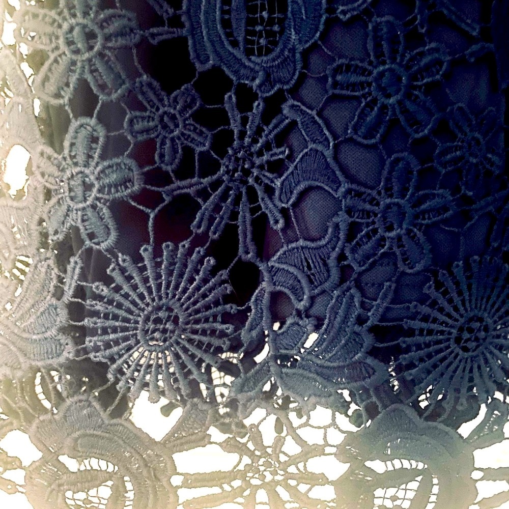 Lulu's Navy Crochet Floral Lace Mini Dress, Size Small - Picture 4 of 5